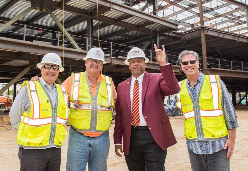 group wearing hard hats